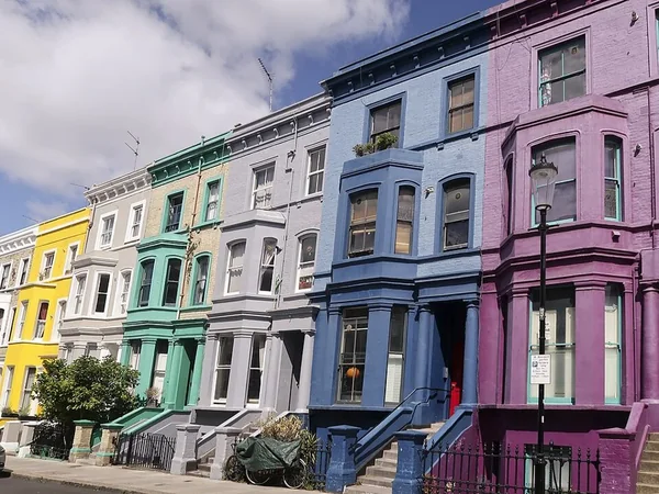 Colourful townhouses on Lancaster Road in Notting Hill