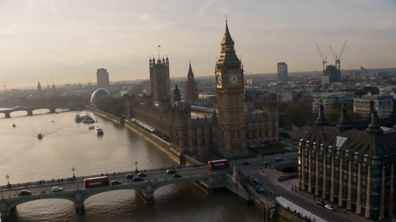 Westminster Bridge and the Houses of Parliament beside the Thames